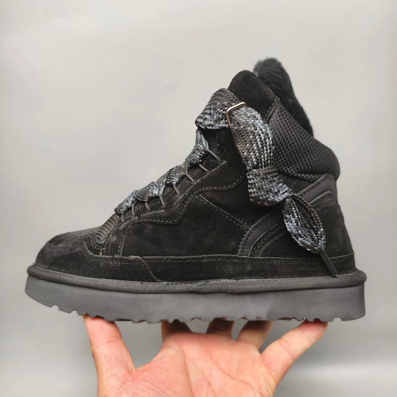💰640 UGG sheepskin all-in-one snow boots 5390 wide lace breathable mesh casual boots Color: Maroon Black Sand Size: 35-41